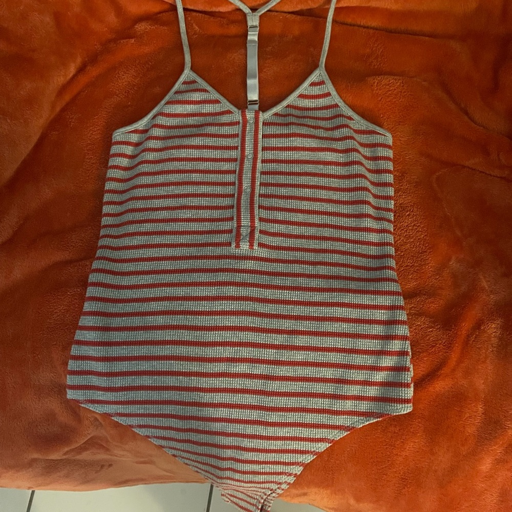 Striped ribbed bodysuit